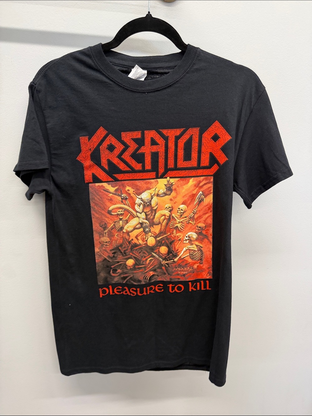Gildan Black Kreator "Pleasure to Kill" Graphic Tee with Red and Orange Print